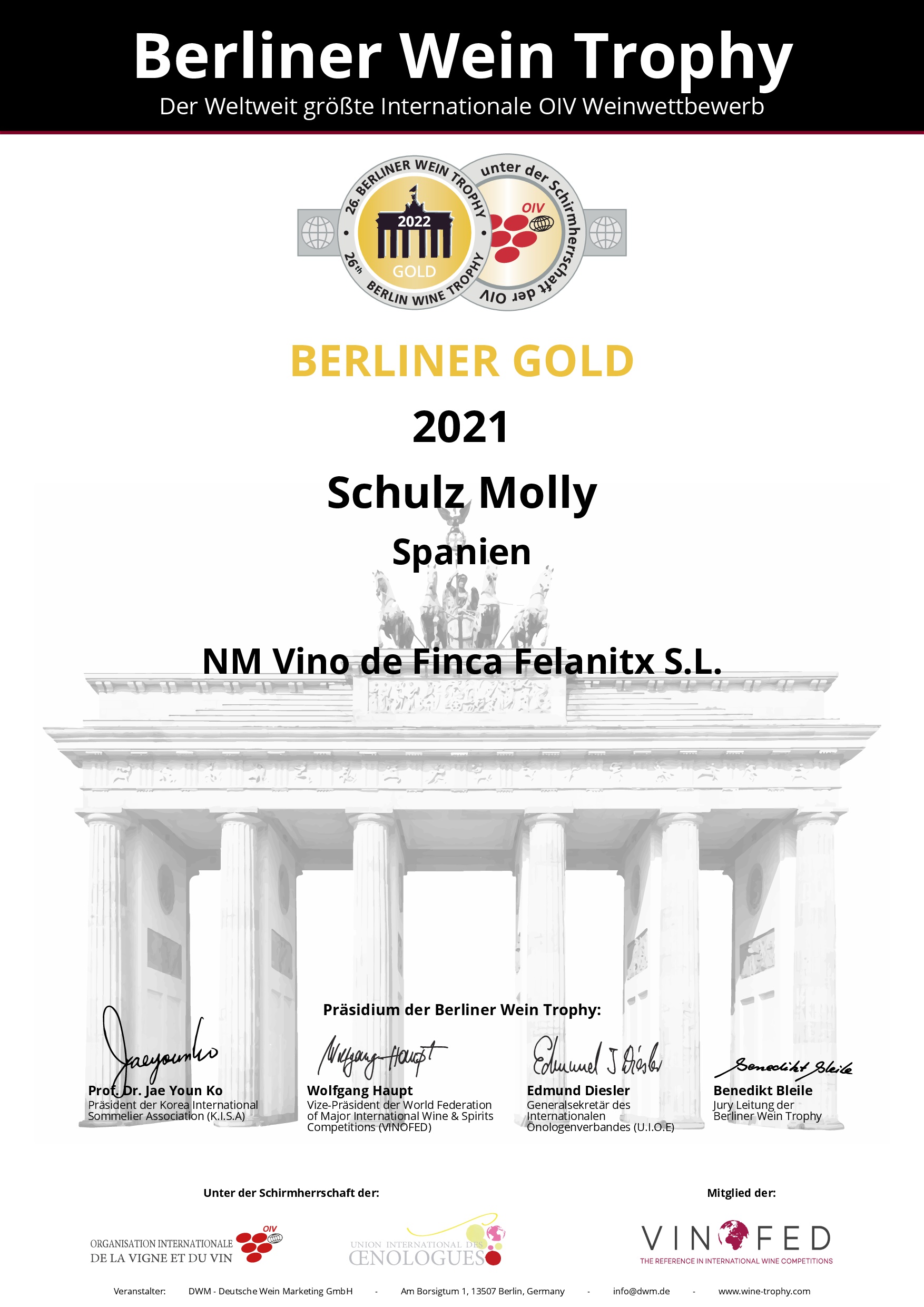 Schulz Blanco Molly Goldmedaille