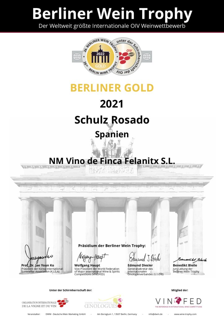 Berliner Wein Trophy 2022 Goldmedaille Schulz Rosado 2021